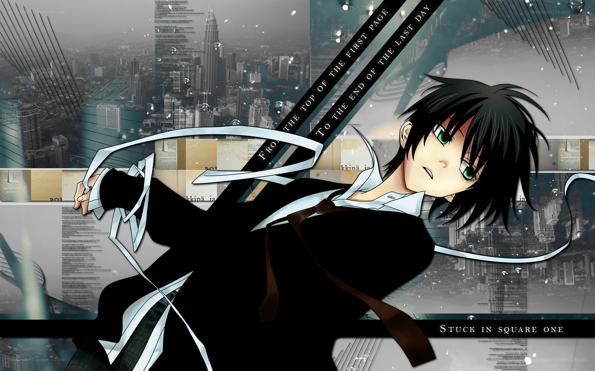 anime character with city background