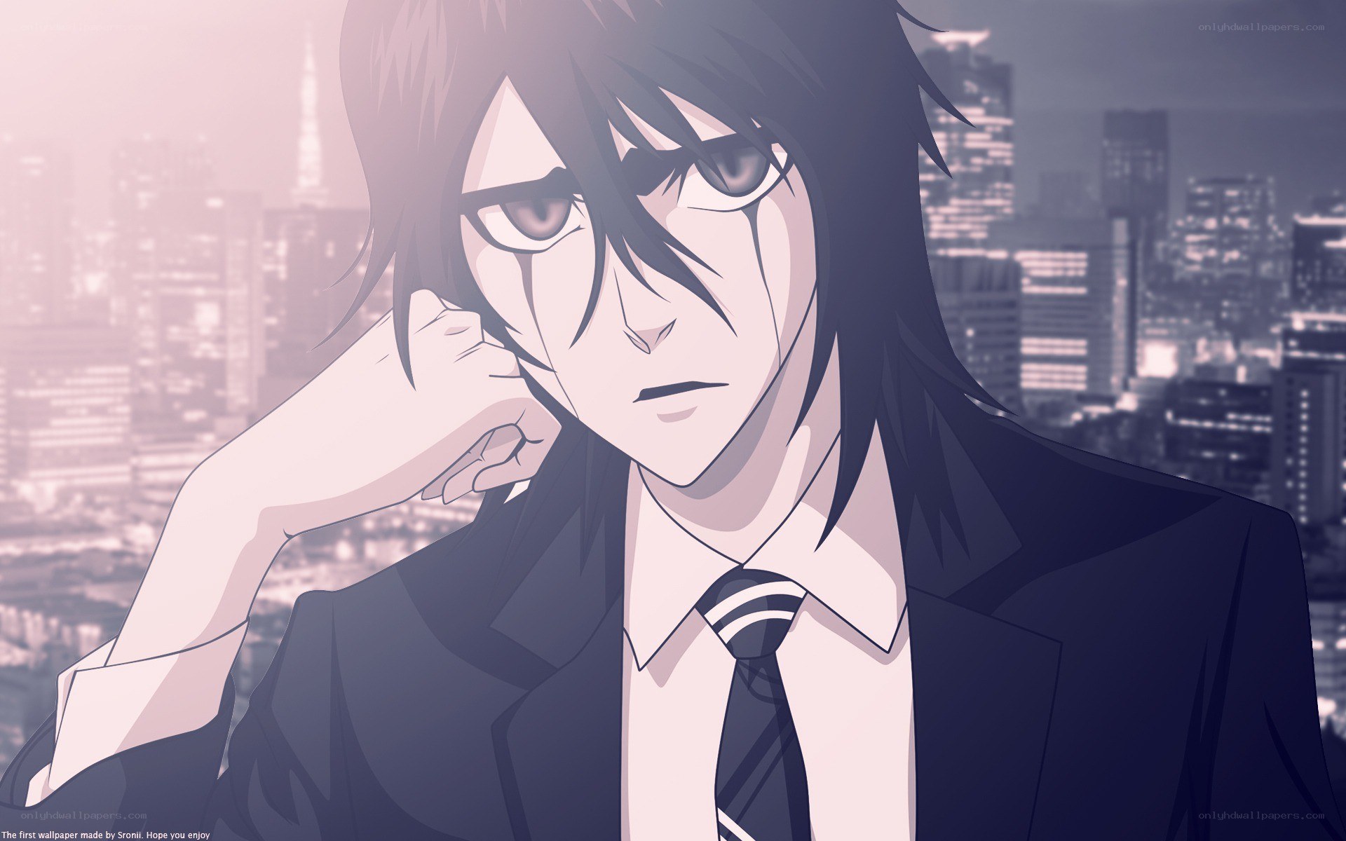 anime character with city background