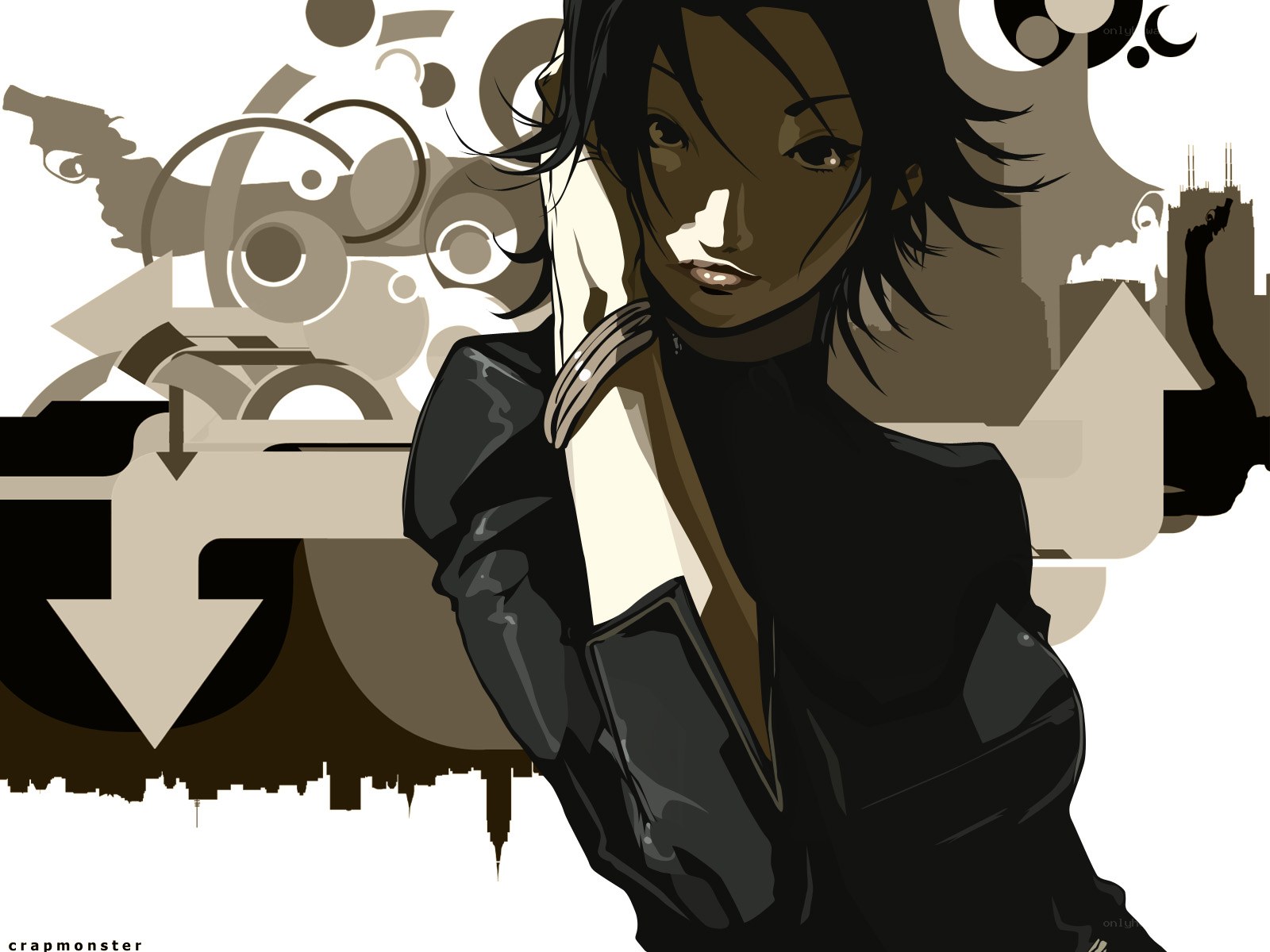 anime character with city background