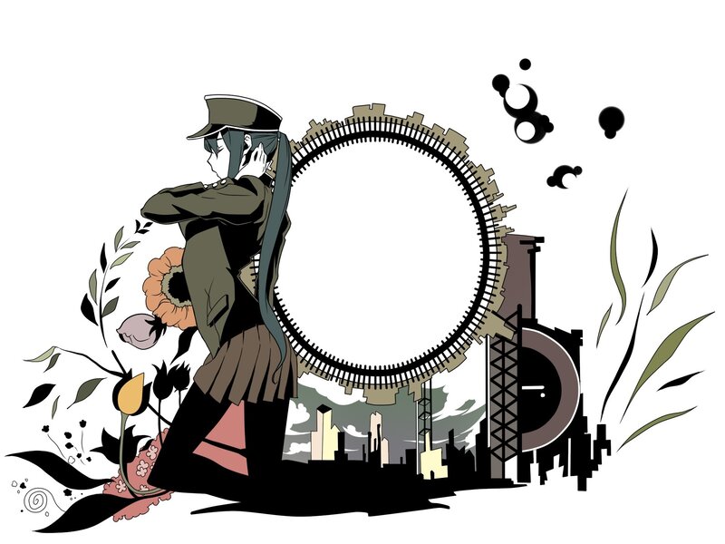 anime character with cityscape