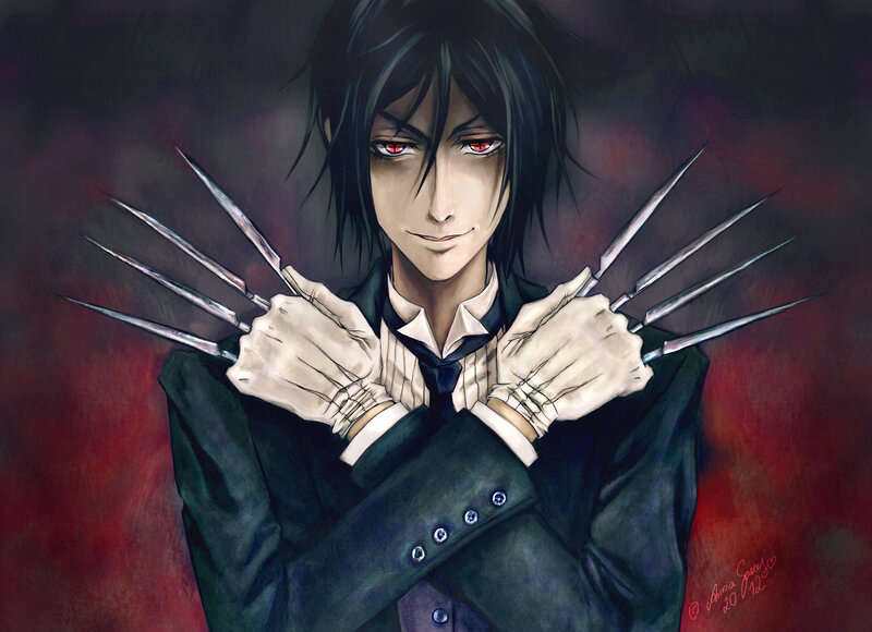 Anime Character with Claws — Black, Dramatic, Digital Art