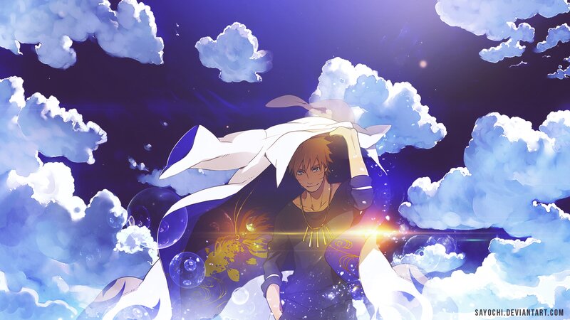 Anime Character with Cloak — Blue, Dramatic