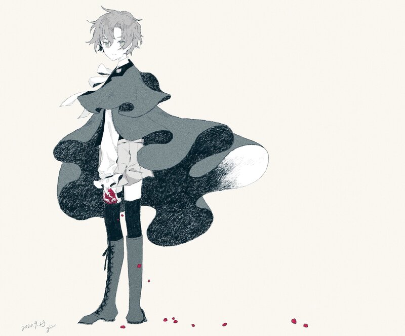 Anime Character with Cloak — Gray