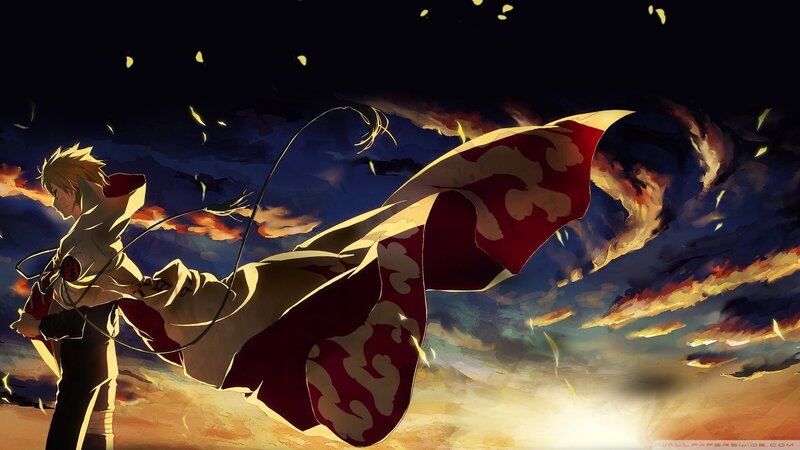 Anime Character with Cloak — Red, Dramatic, Sunset