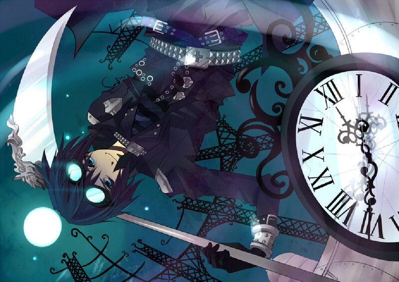anime character with clock and sword