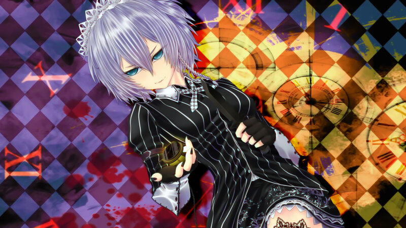 anime character with clock background