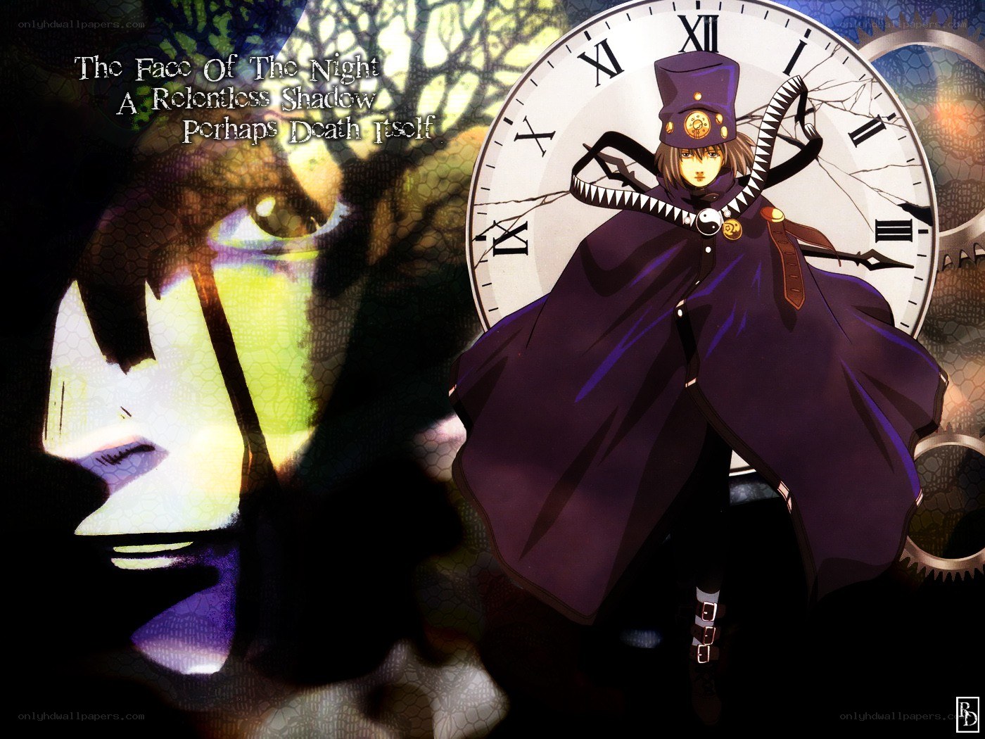 Anime character with clock background