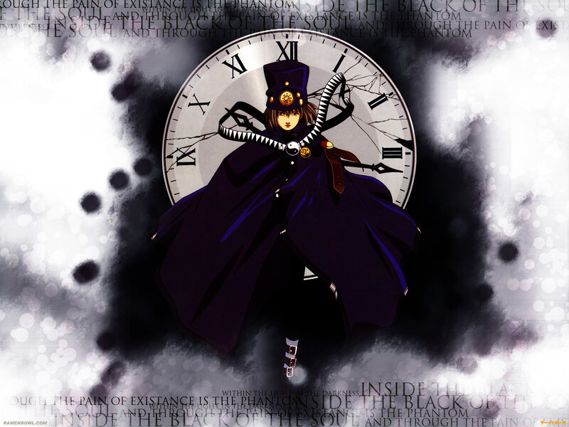 Anime Character with Clock — Black, Dramatic, Cloak, Hat