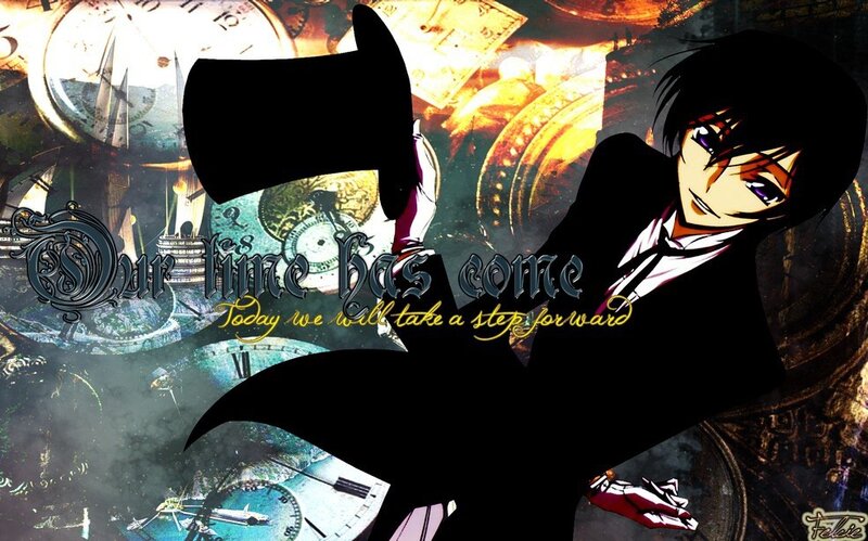 Anime Character with Clock — Black, Dramatic