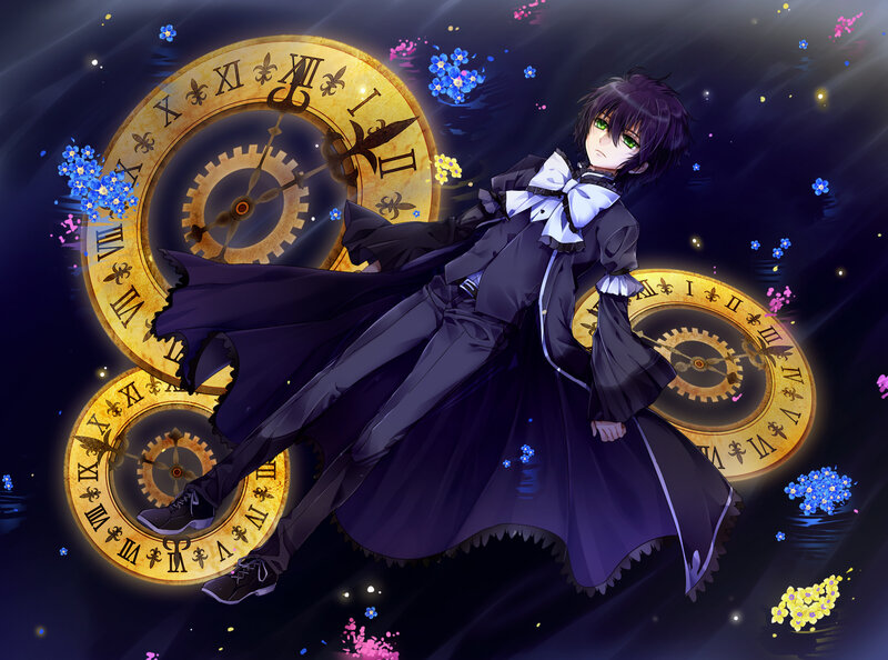 Anime Character with Clock — Purple