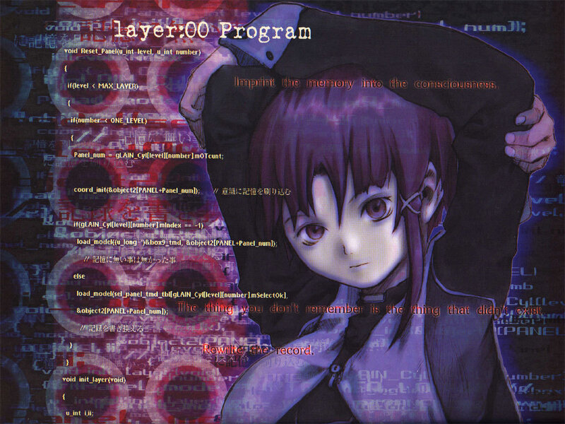 Anime character with code overlay
