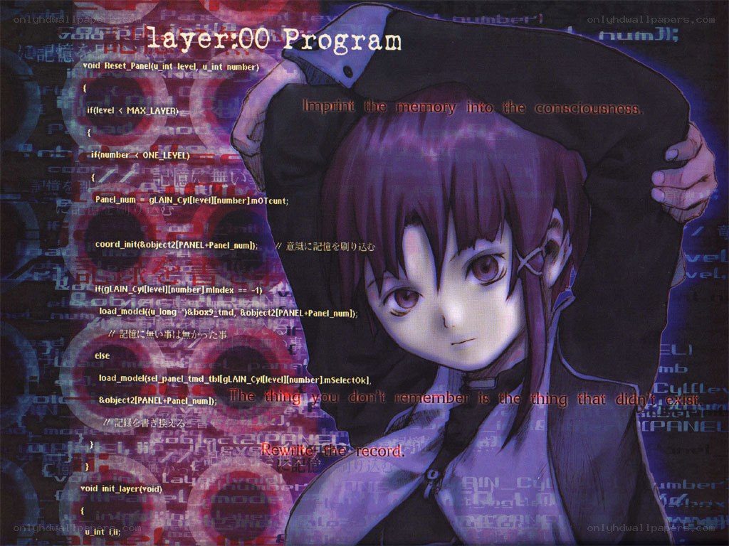 Anime character with code overlay