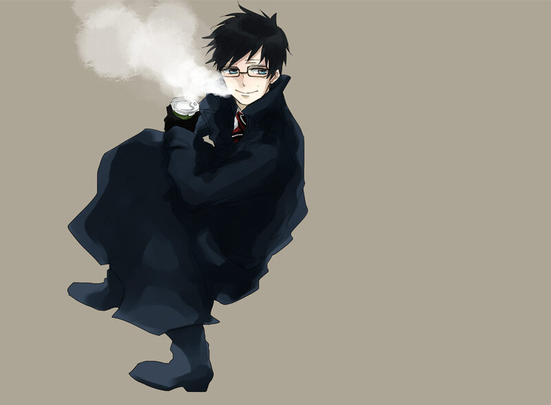 Anime Character with Coffee — Black