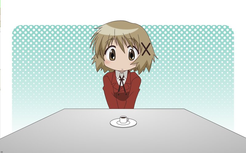 anime character with coffee cup