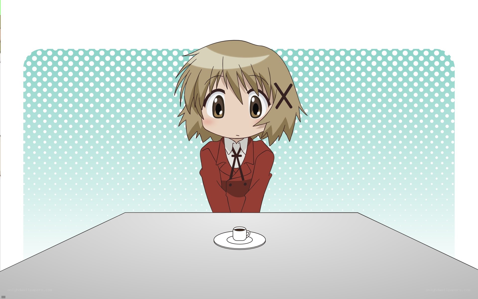anime character with coffee cup