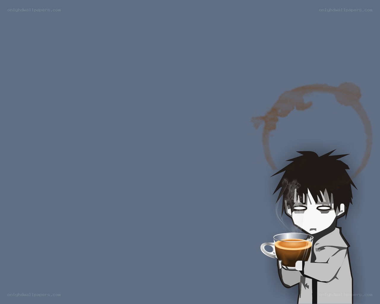 anime character with coffee cup