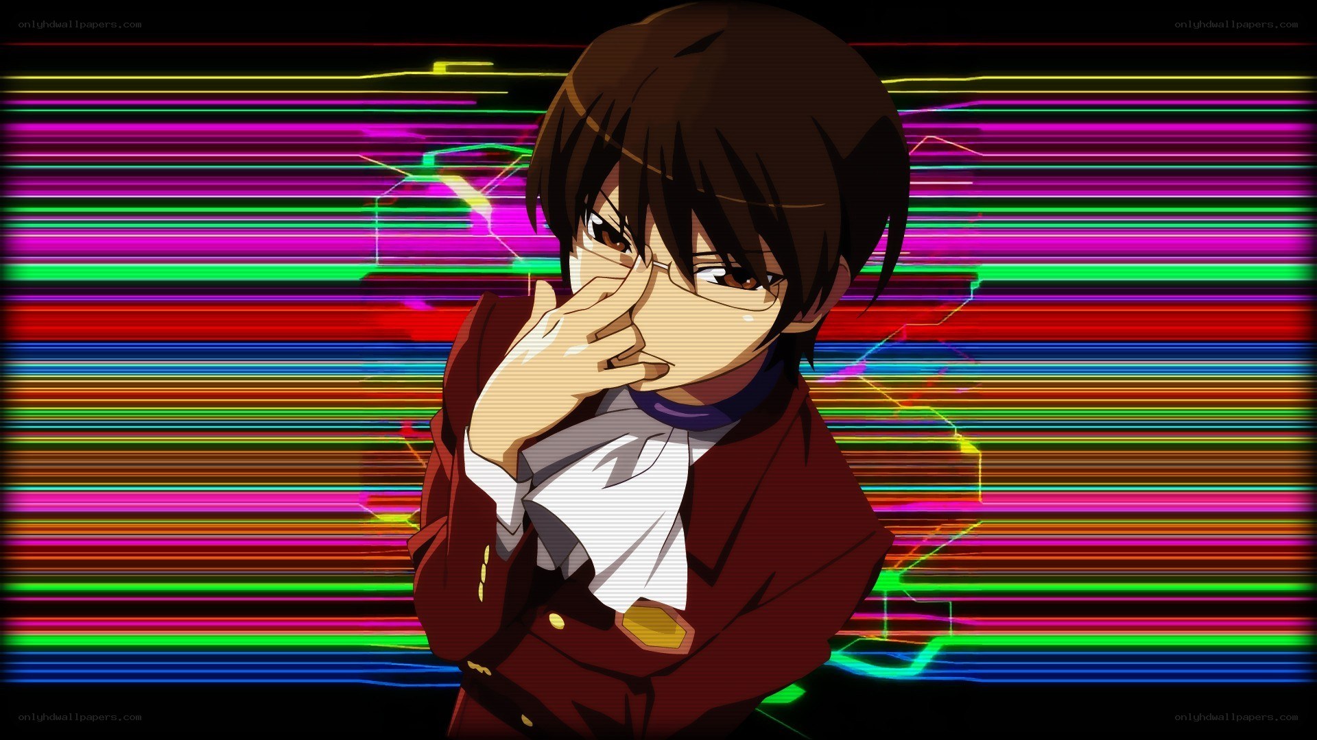 anime character with colorful background
