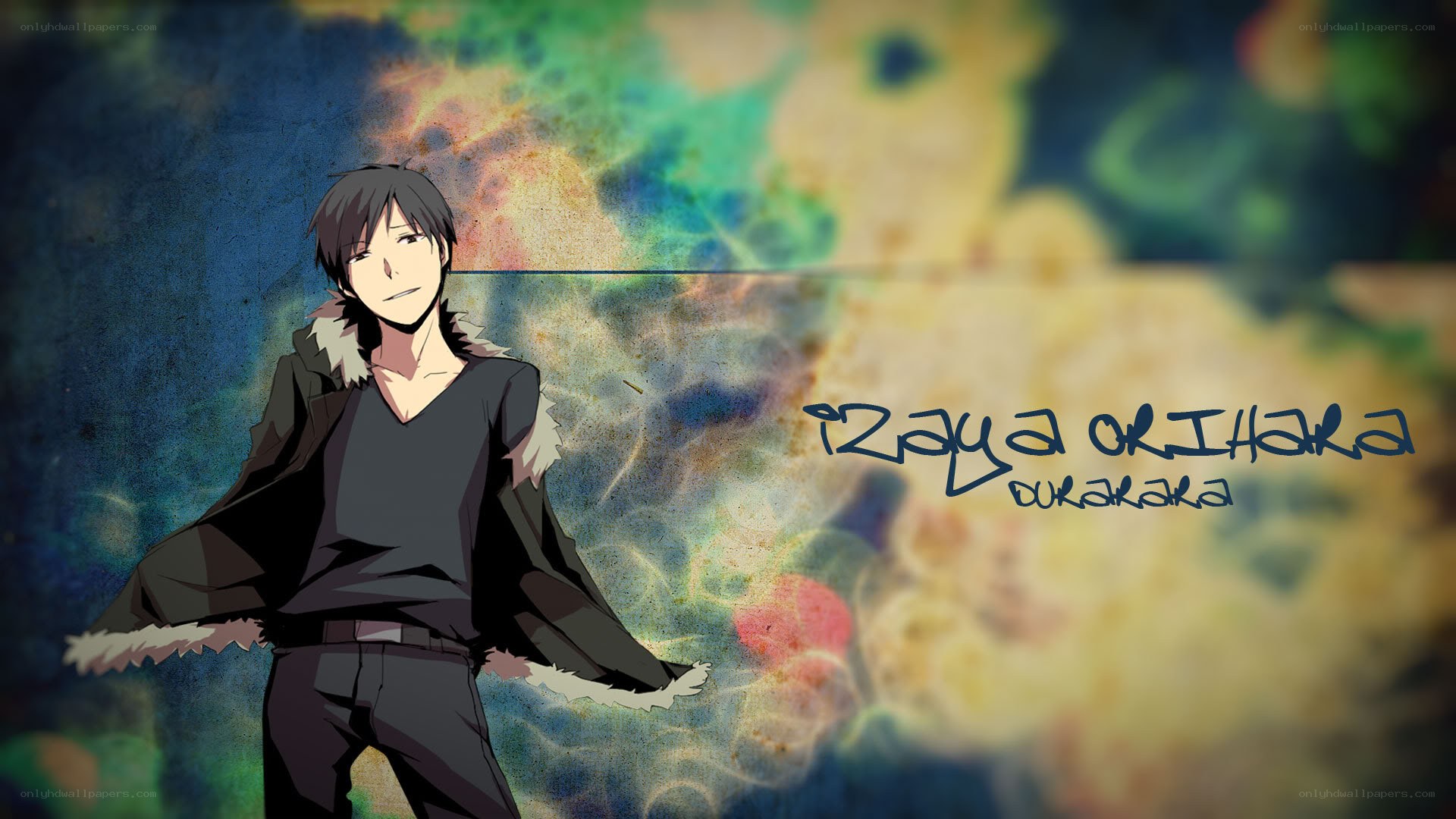 Anime character with colorful background