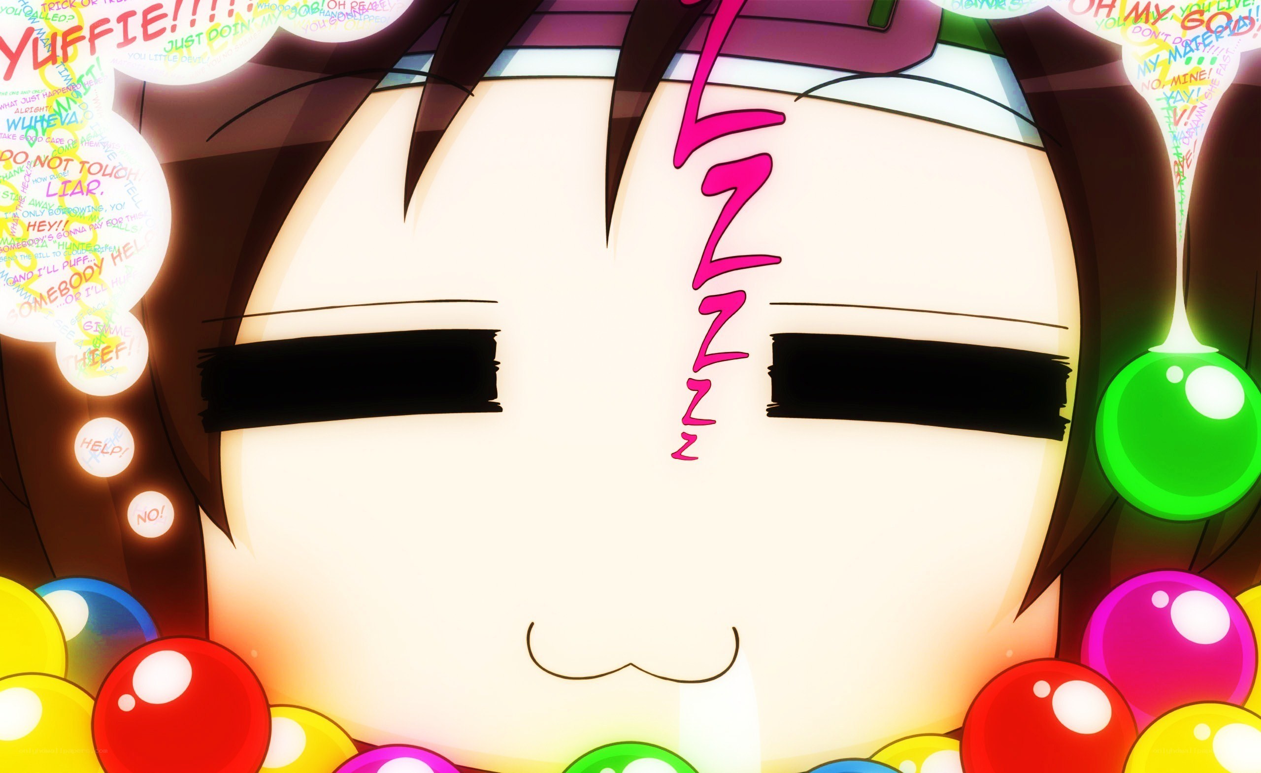 anime character with colorful bubbles