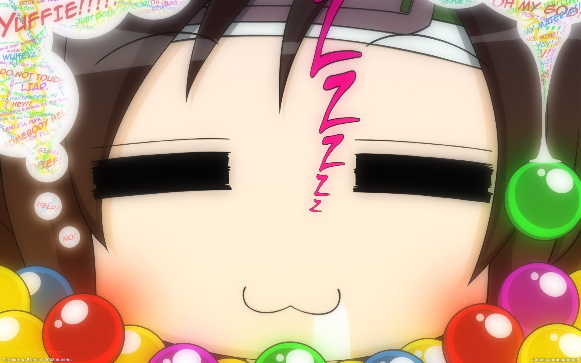 anime character with colorful bubbles