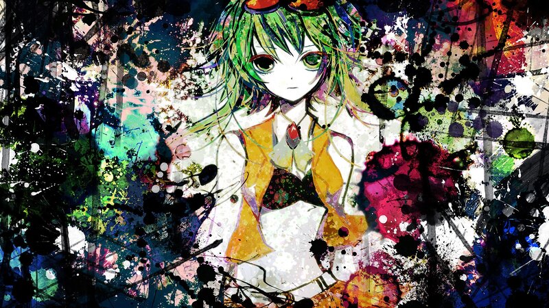 anime character with colorful splatters
