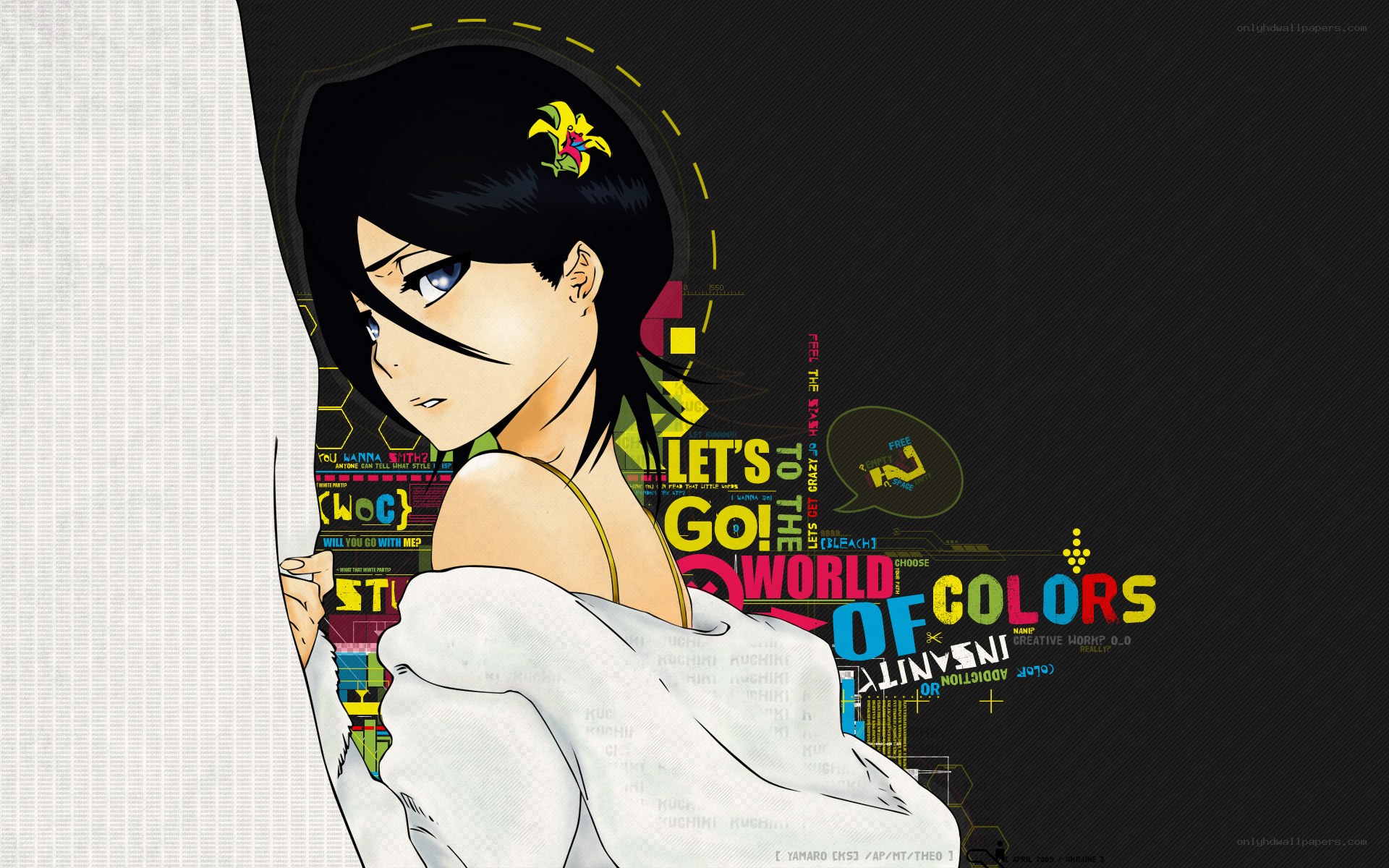 anime character with colorful text