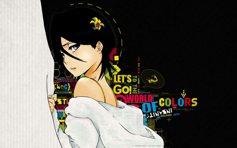anime character with colorful text