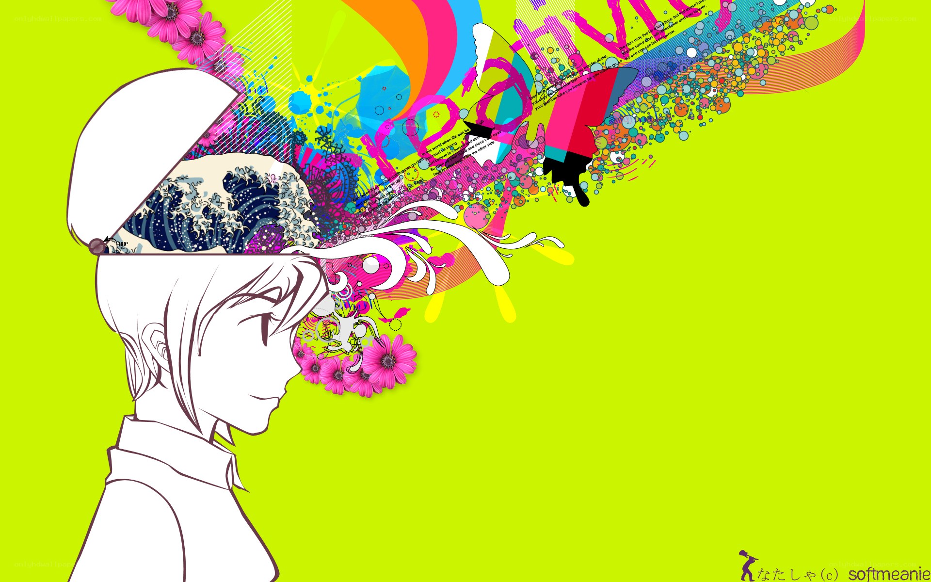 anime character with colorful thoughts