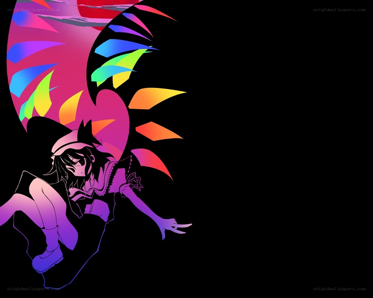 anime character with colorful wings