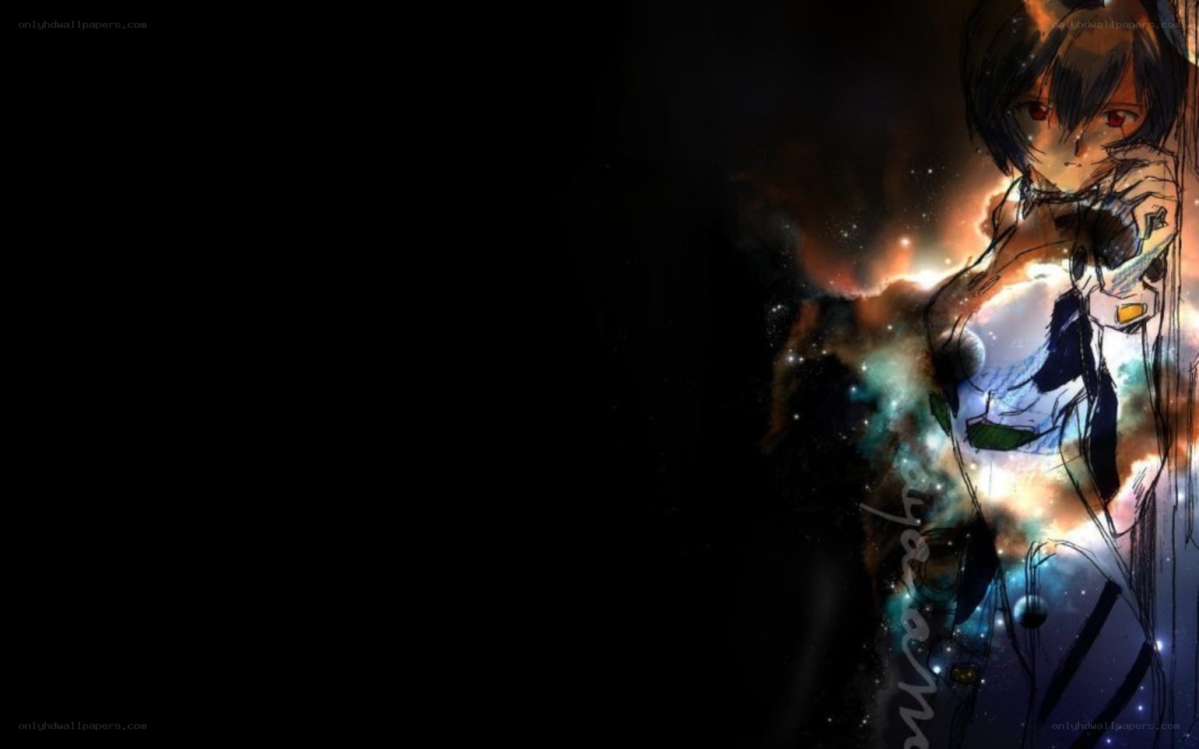 anime character with cosmic background