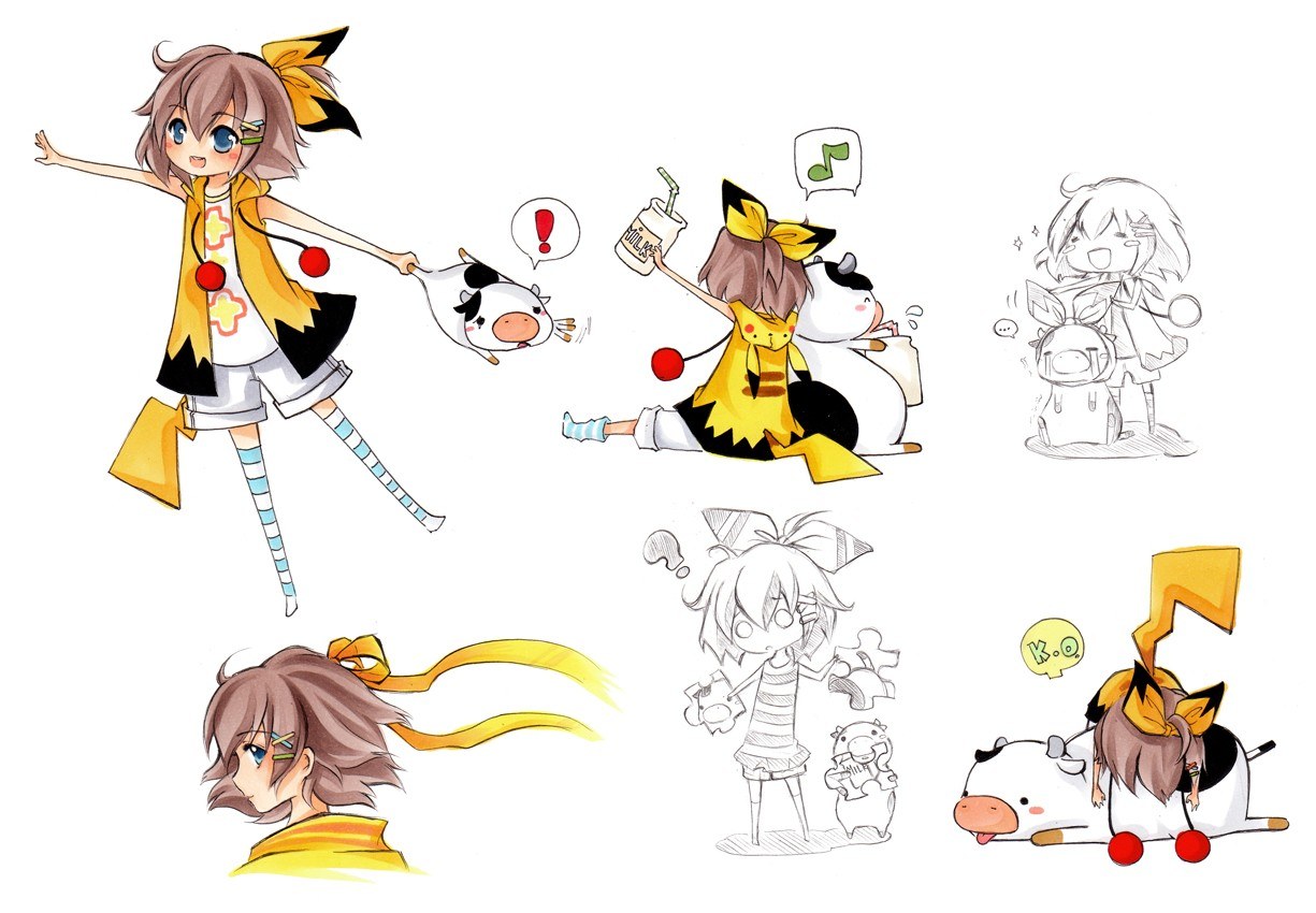 anime character with cow plush