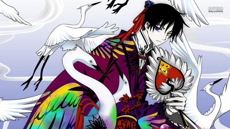 Anime Character with Cranes — Purple