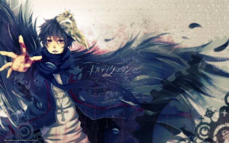 Anime character with crow and blood