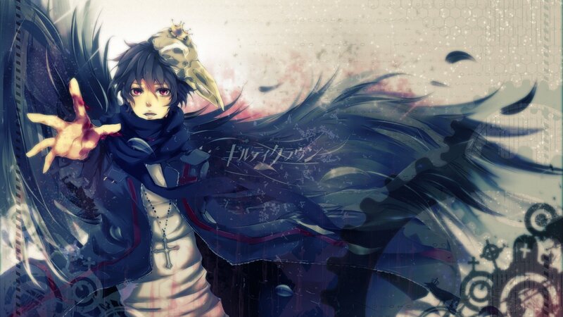 Anime Character with Crow — Blue, Dramatic