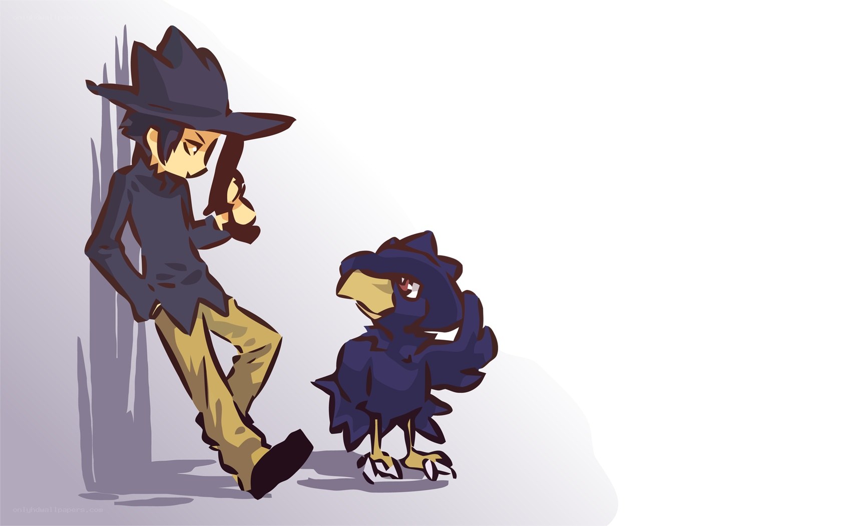 anime character with crow companion