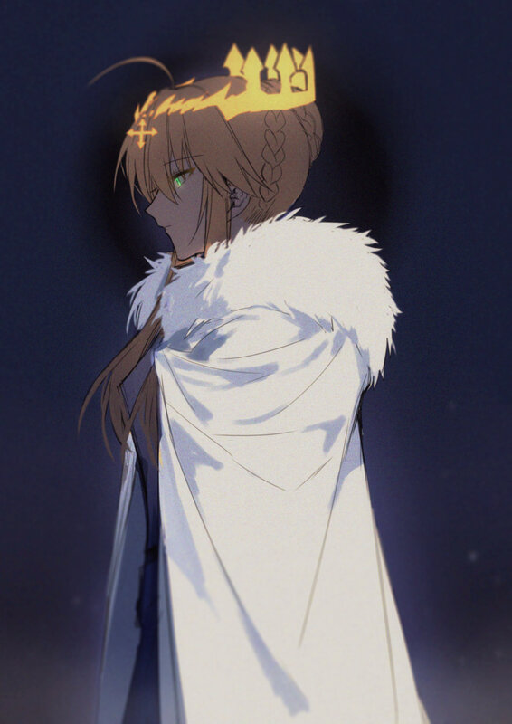 Anime Character with Crown — White, Dramatic, Night, Fur Cloak