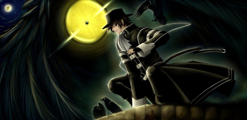 anime character with crows