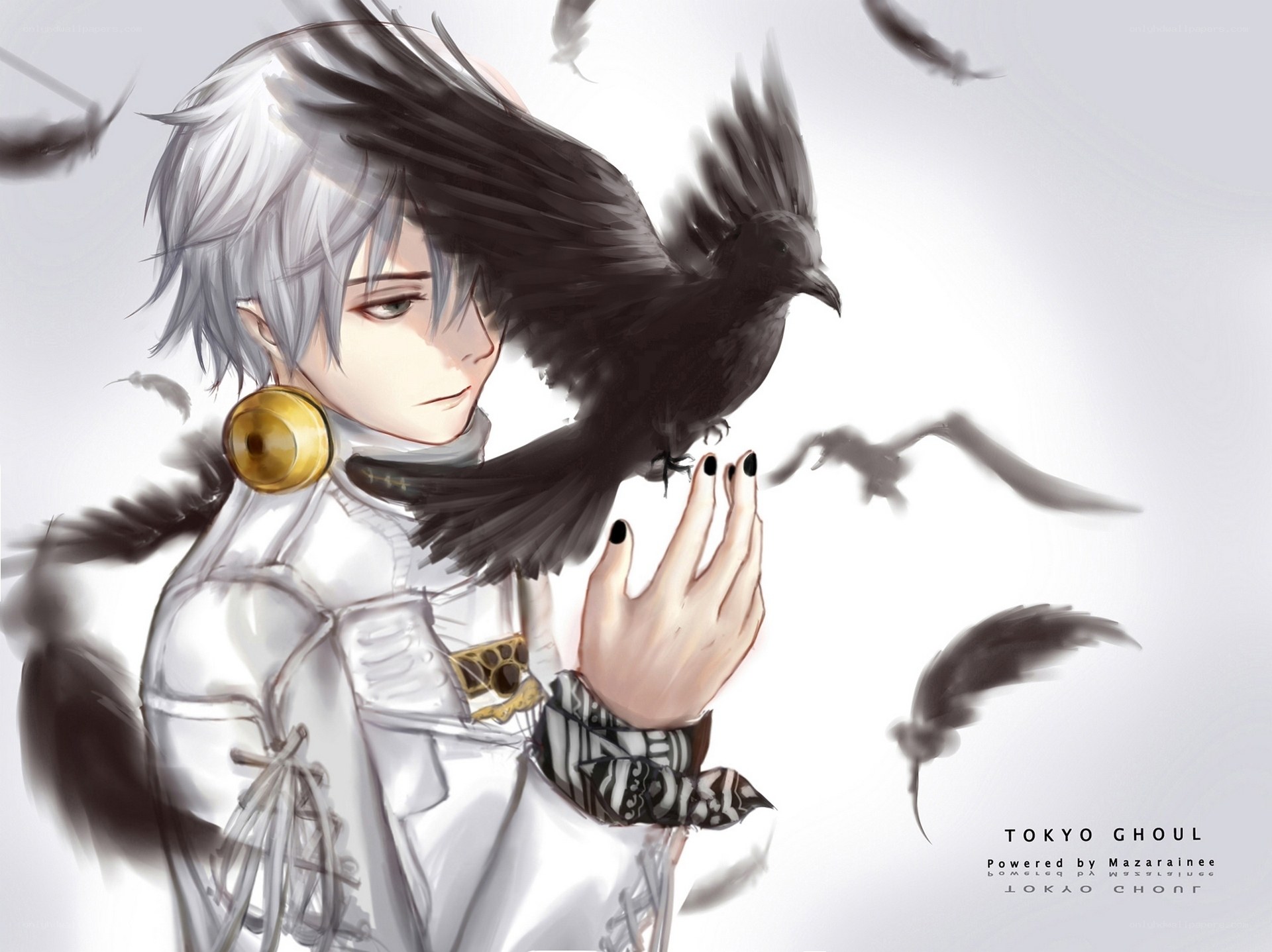 anime character with crows