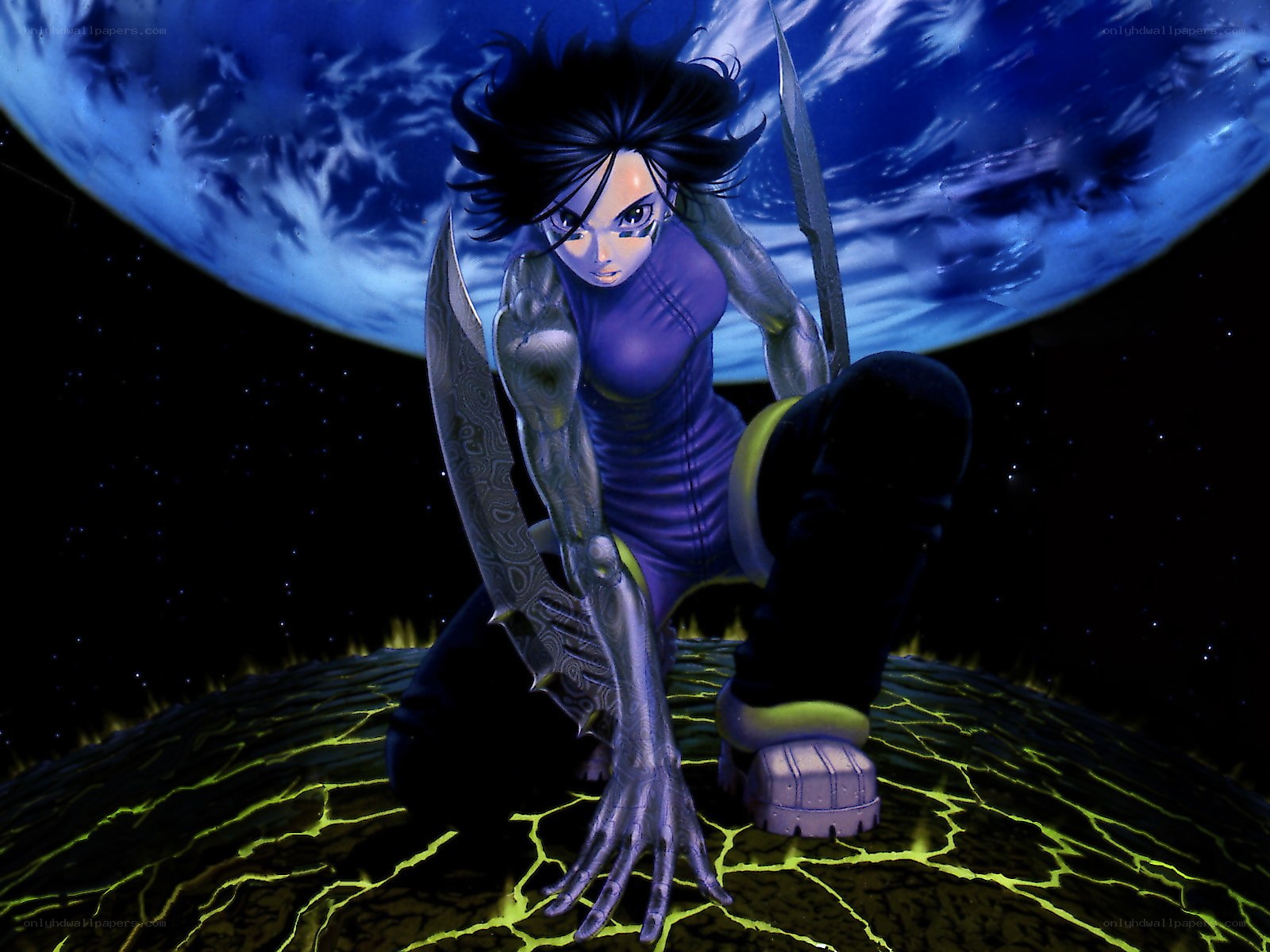 anime character with cybernetic arms