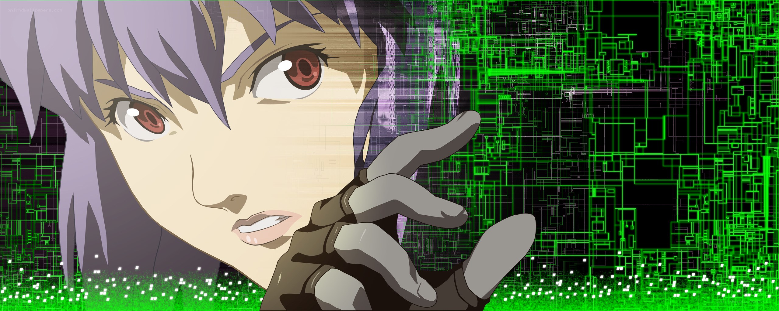 anime character with cybernetic hand