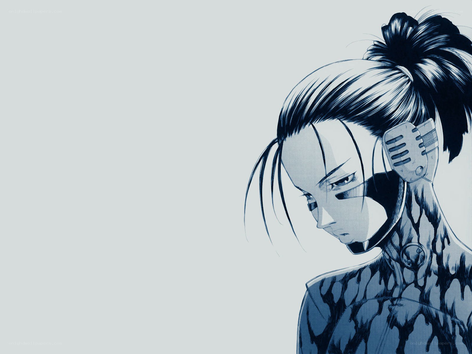 anime character with cybernetic implants