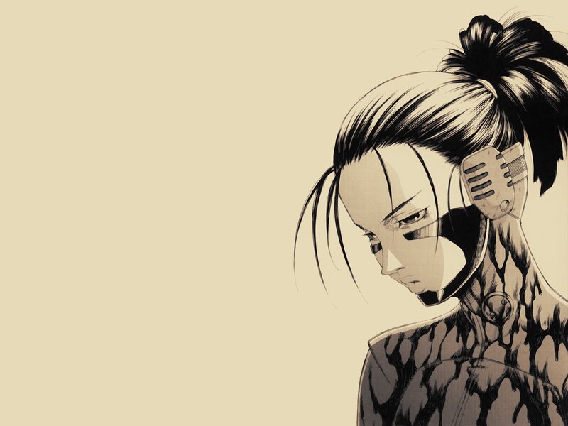 anime character with cybernetic implants