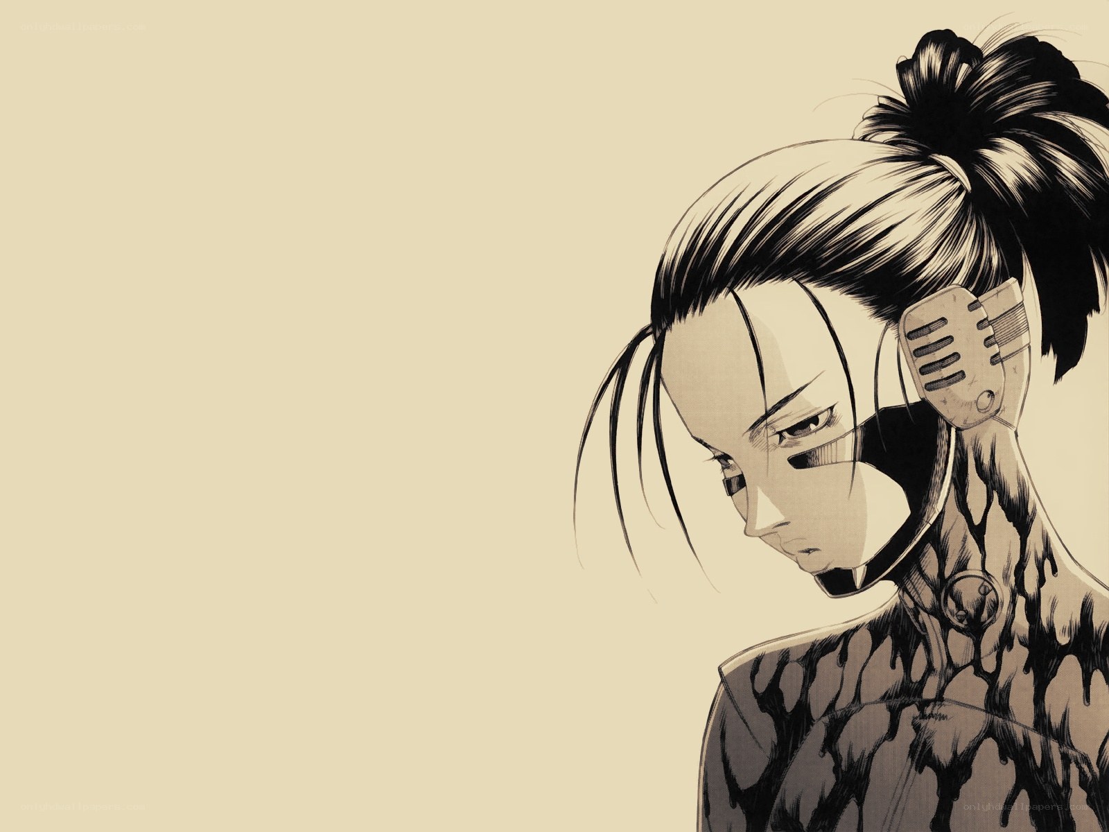 anime character with cybernetic implants