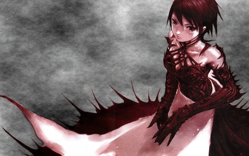 anime character with dark armor