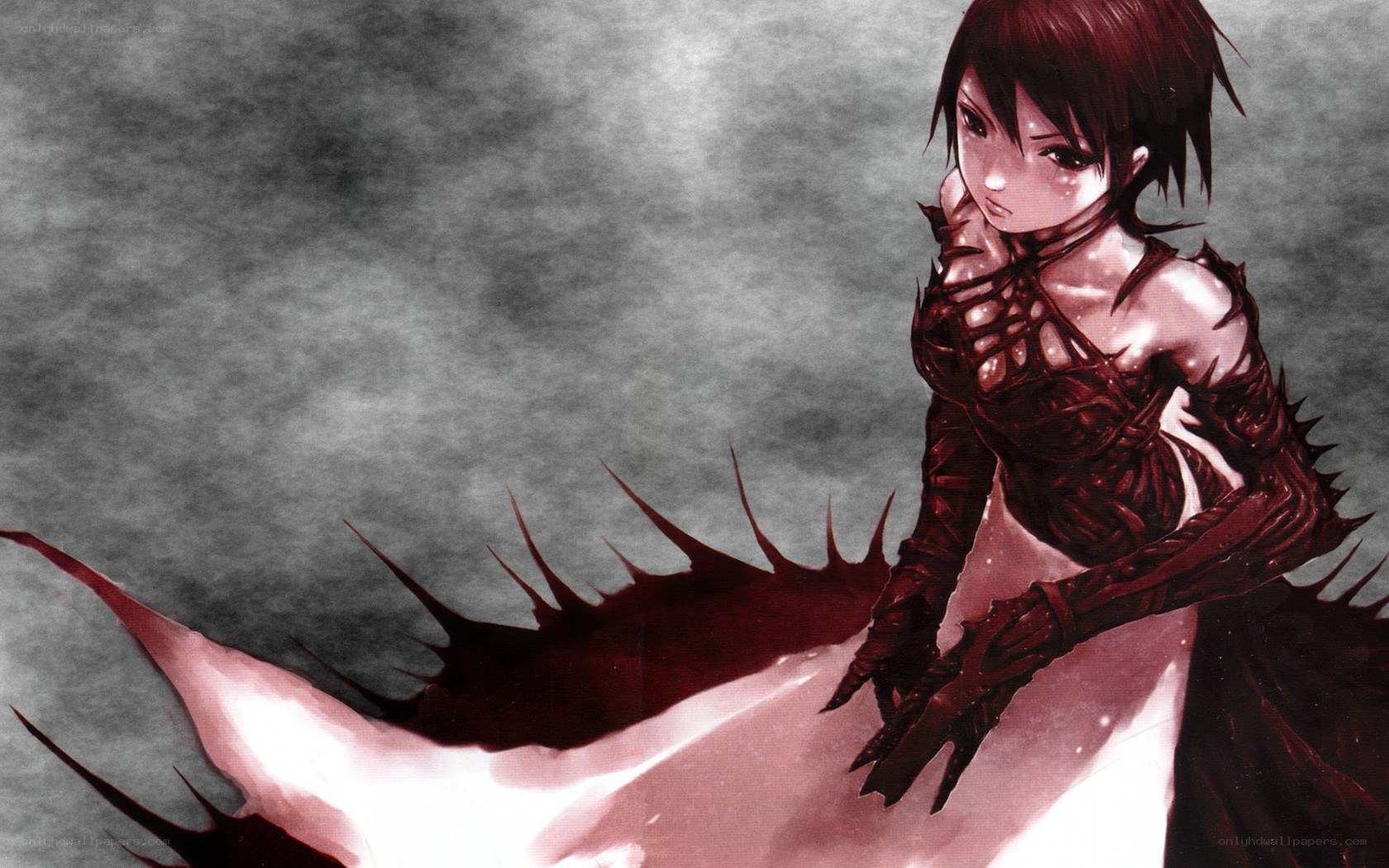 anime character with dark armor