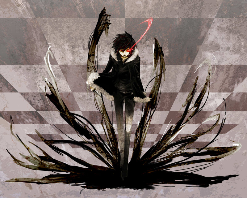 anime character with dark energy