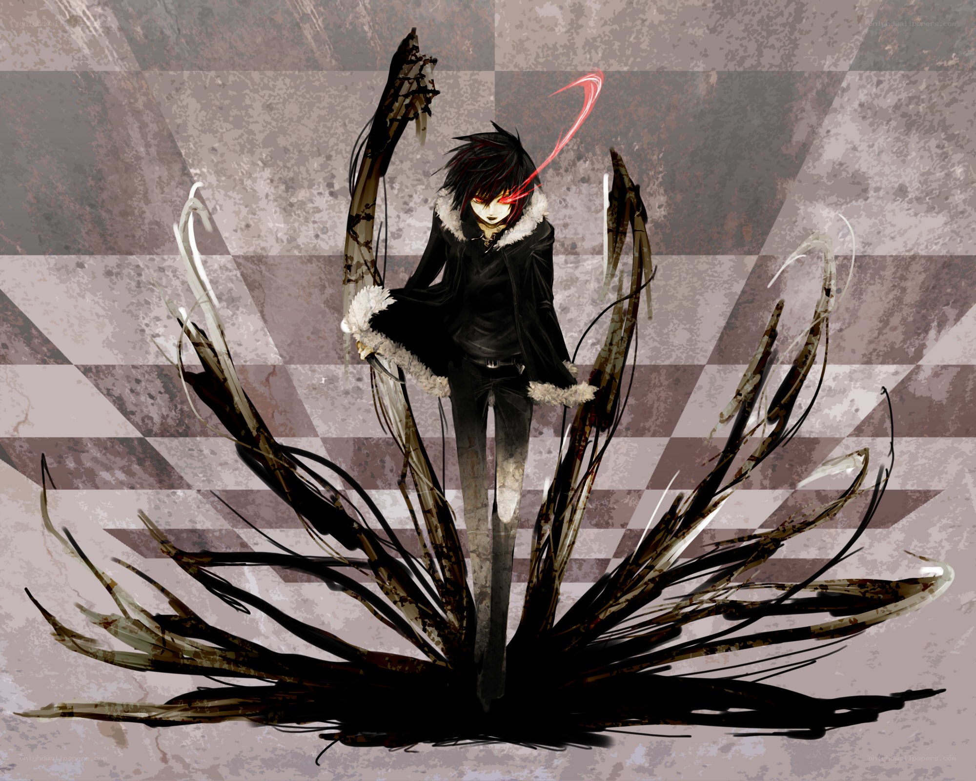 anime character with dark energy