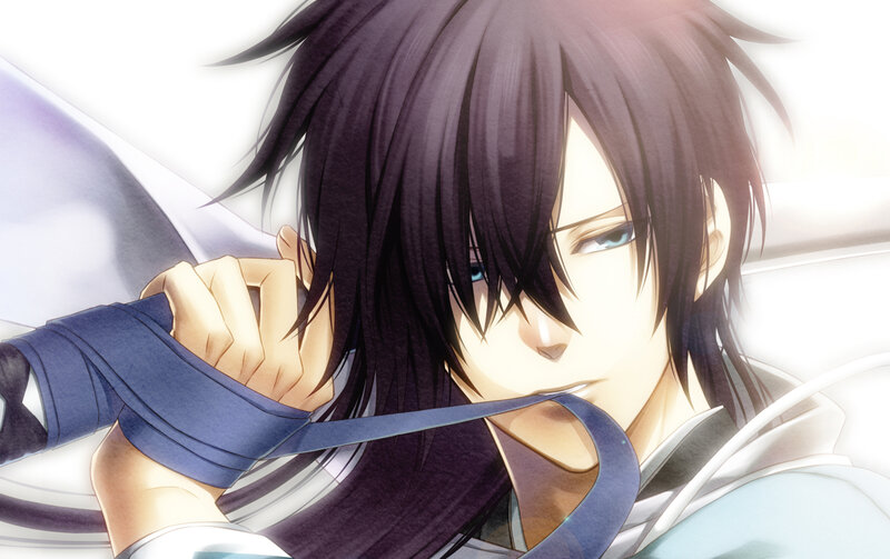 Anime Character with Dark Hair — Black, Dramatic, Dark Hair, Blue Eyes