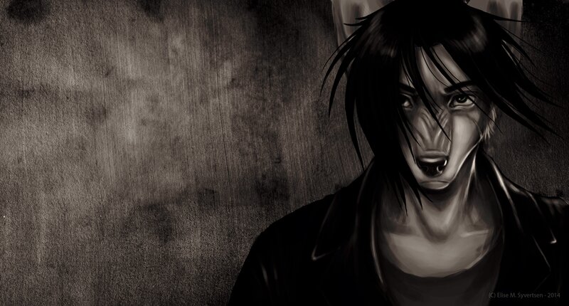 Anime Character with Dark Hair — Black, Dramatic, Digital Art, Dark Hair, Jacket