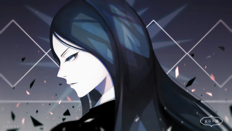 Anime Character with Dark Hair — Black, Dramatic, Digital Art, Hooded Cloak